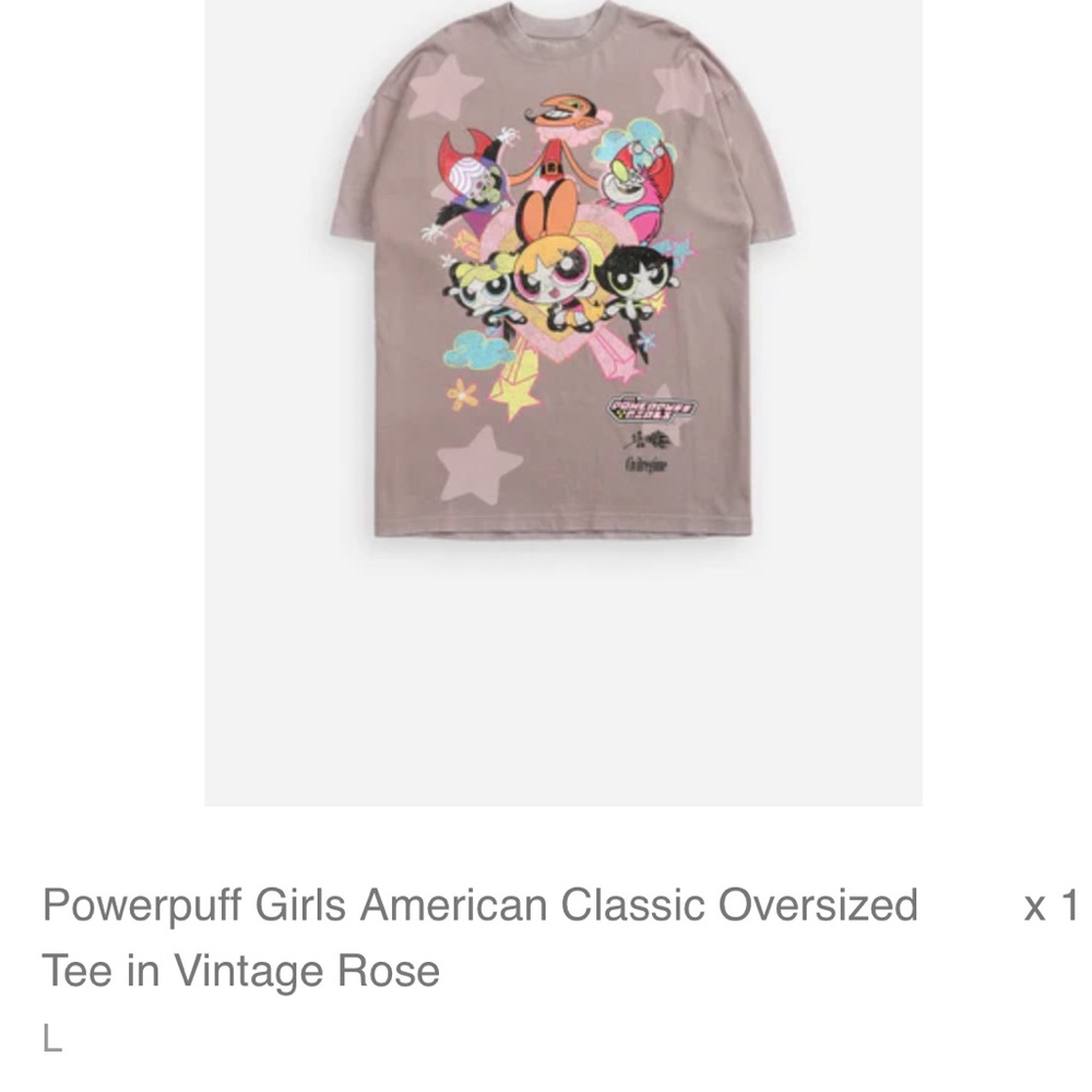POWERPUFF GIRLS AMERICAN CLASSIC OVERSIZED TEE IN VINTAGE ROSE Large